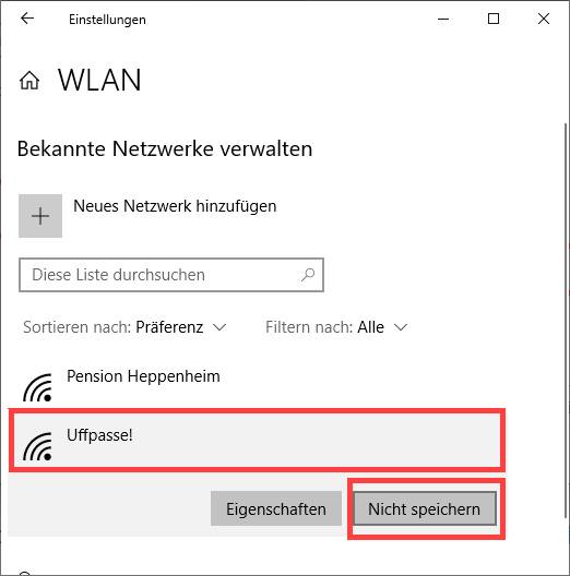 WLAN nicht speichern